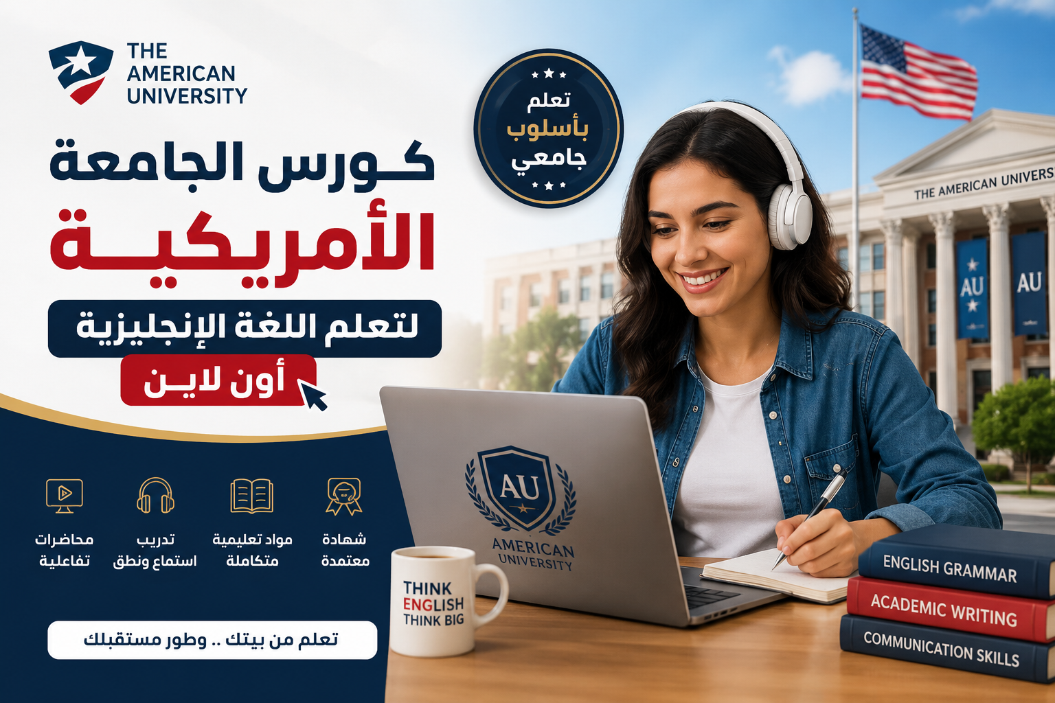 كورس الجامعة الأمريكية لتعلم اللغة الإنجليزية أون لاين